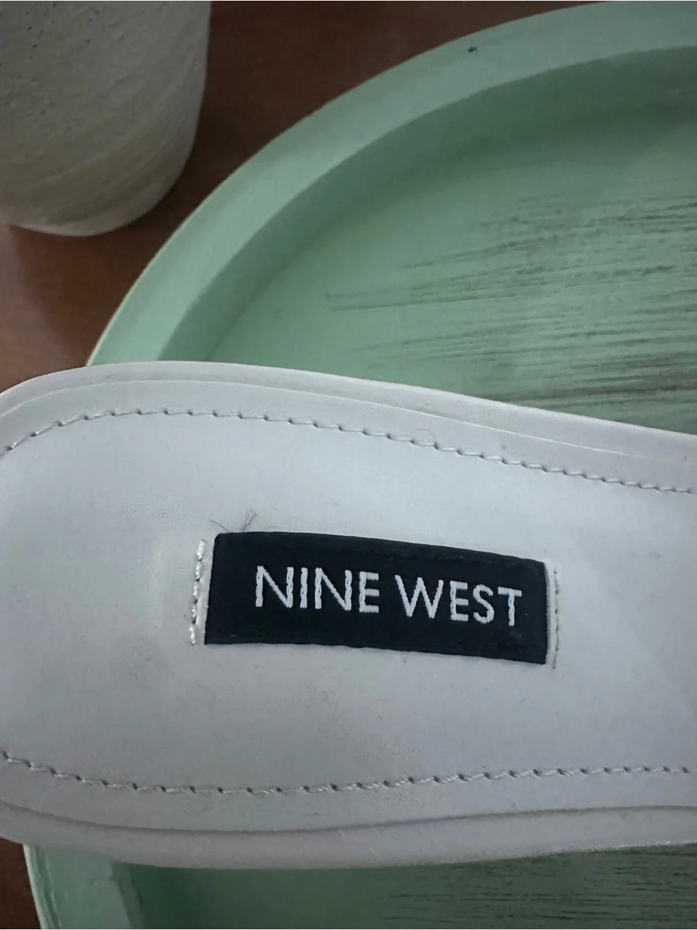 Nine West White Platform Slide Sandals-Size 8